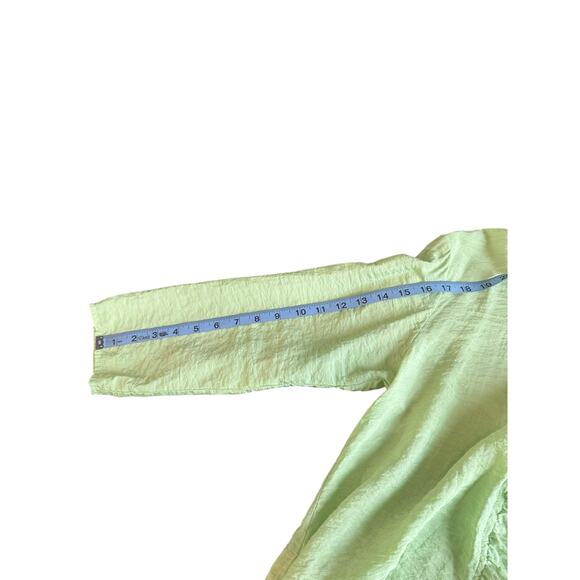 Cut Loose Blouse Green 3/4 Sleeve Ruched Lightweight Lagenlook Shirt Small - Picture 11 of 12